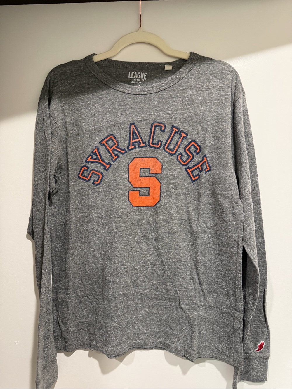 League Gray Ribbed Crewneck Long Sleeve Tee